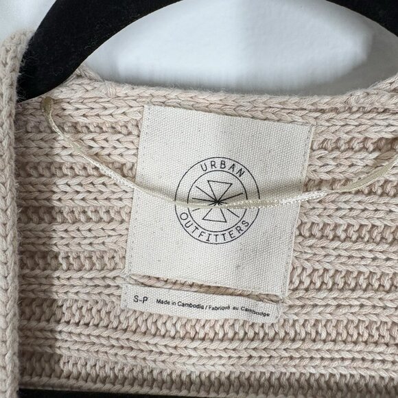 Urban Outfitters Women S Cream Knit Cotton Leo Ribbed Open-Front Cardigan - Picture 7 of 10